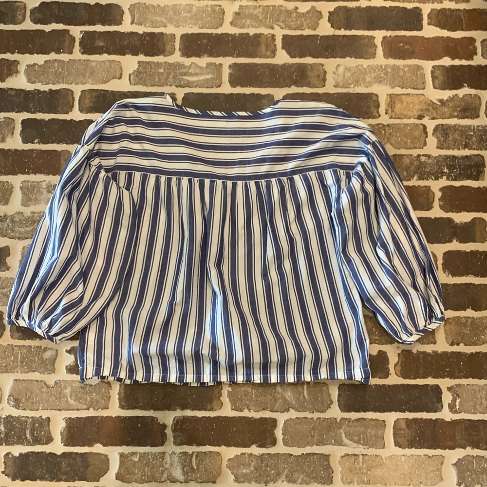 Blue and white striped Peasant top - Picture 4 of 6